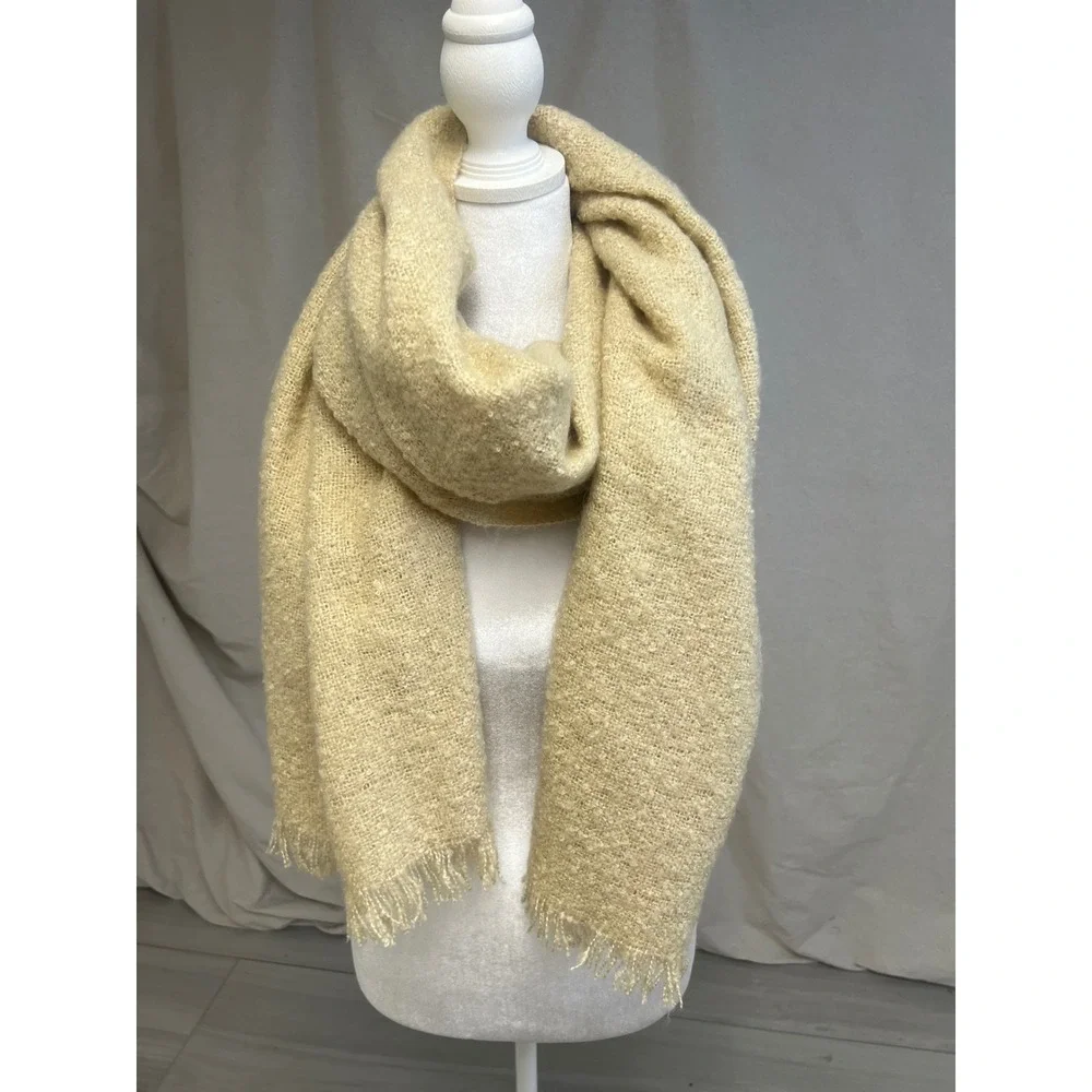 Quiet Luxury‎ Boucle Knit Boho Scarf Cream 76